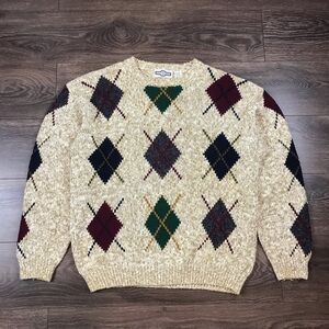 Gulf Traders Men’s Vintage 90s Multicolor Traditional Golf Knitted Sweater Sz L